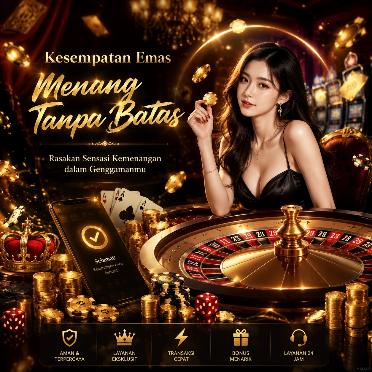 Tampilan antarmuka vip28 APK v4.7.5 saat pengujian performa dan keamanan di perangkat Android